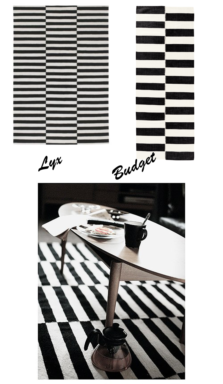 Budget och Lyx - svart och vitrandig matta